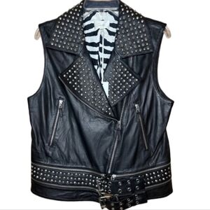 Camilla The Fiera Studded Black Leather Biker Vest Nwt Size 3 (XL)
